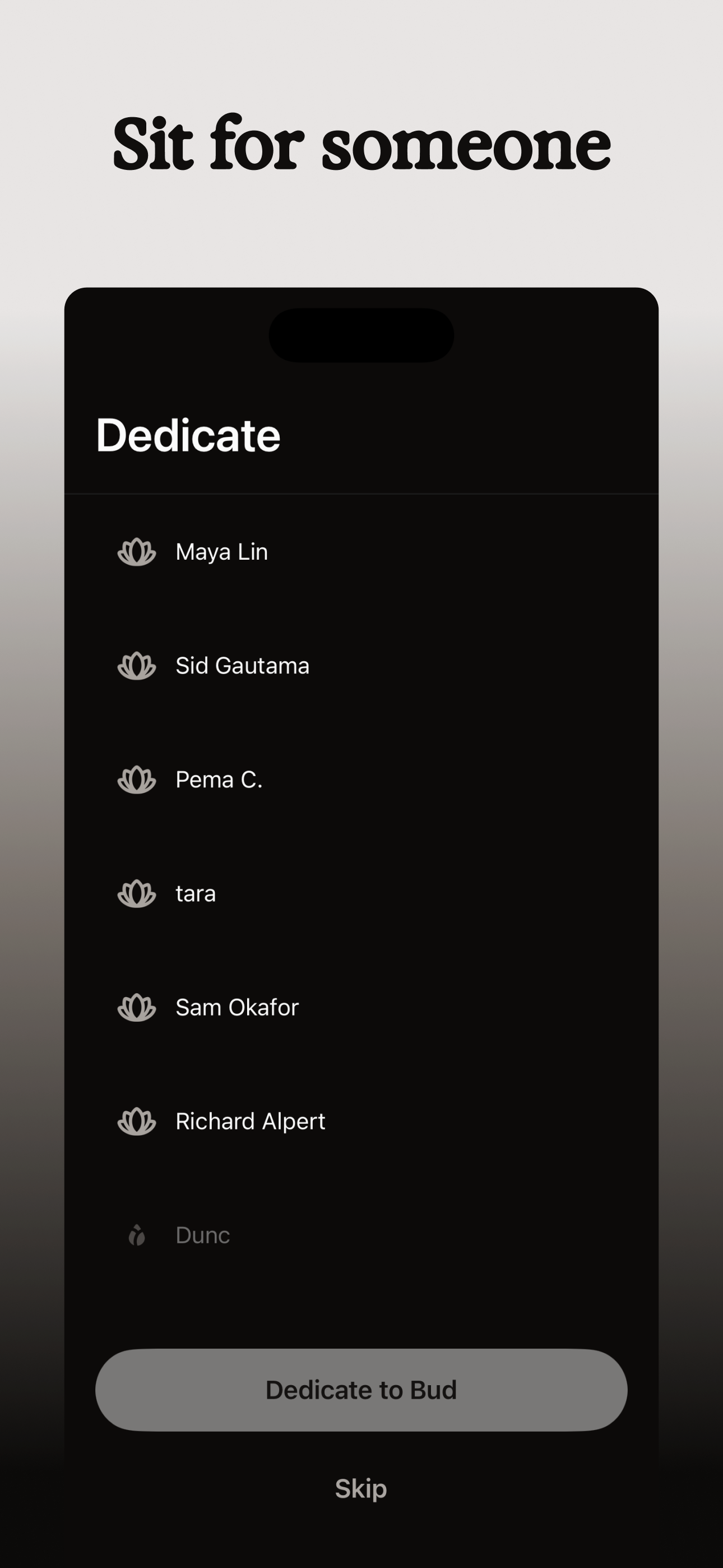 Buds — dedicate your sit